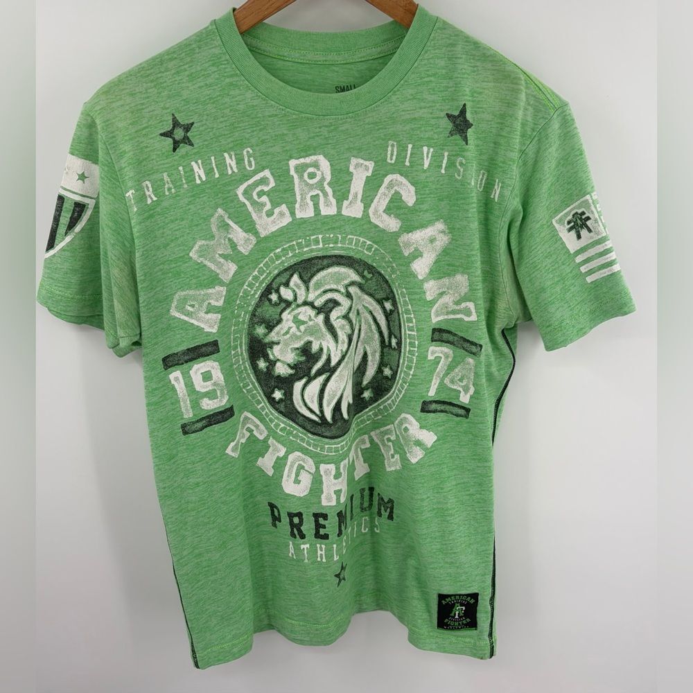 American Fighter training division heather green lion graphic t-shirt men’s S
